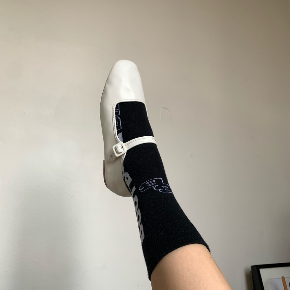 UO Faux Leather White Mary Jane